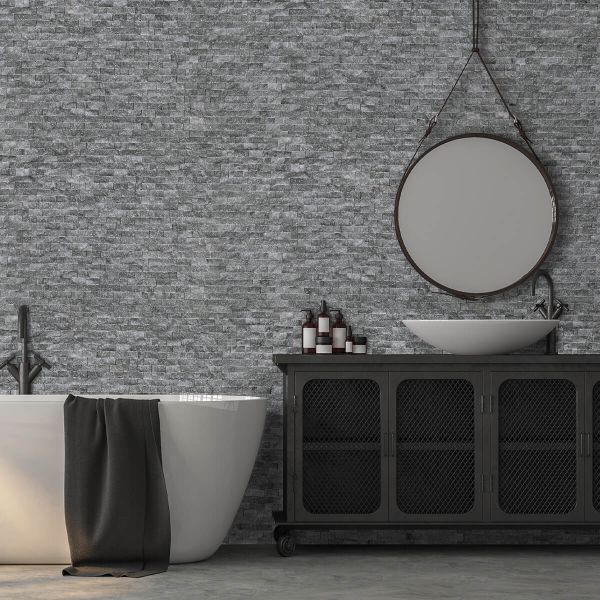 Piatră naturală, exterior / interior, gri, Mosaic Smoky