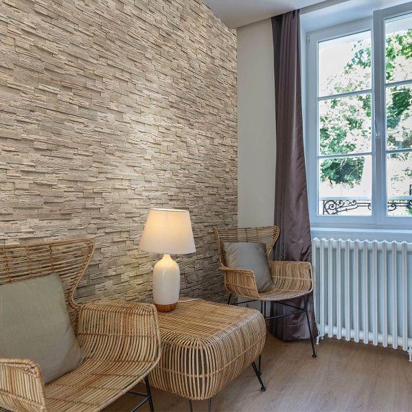 Piatră decorativă, aspect lemn, exterior / interior, bej, Woodyteck