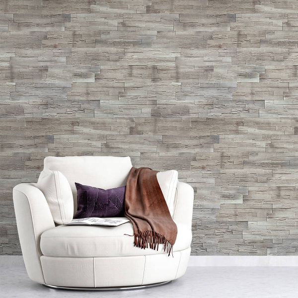 Piatră decorativă, aspect lemn, exterior / interior, bej, Woodyteck Dried Oak