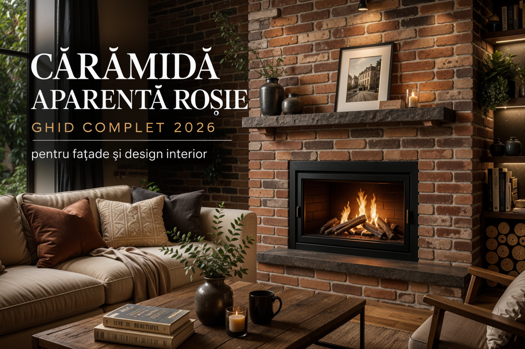 Cărămidă aparentă roșie pentru șemineu și design interior