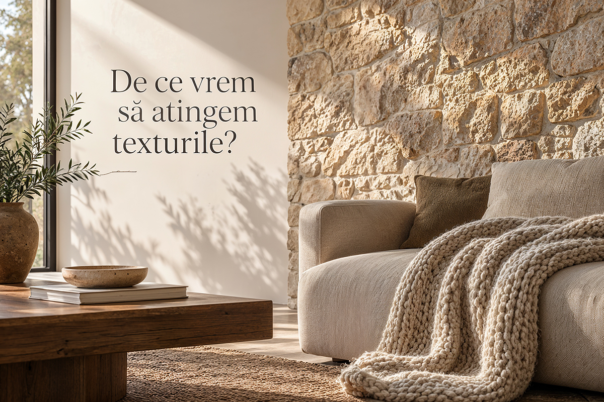 Psihologia texturilor în design interior cu piatră decorativă, cărămidă aparentă și materiale naturale