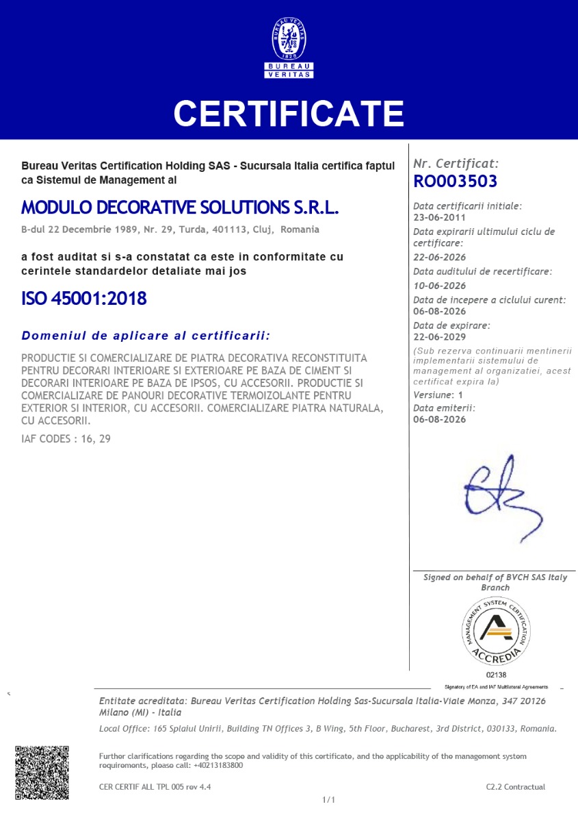 Certificat ISO 45001
